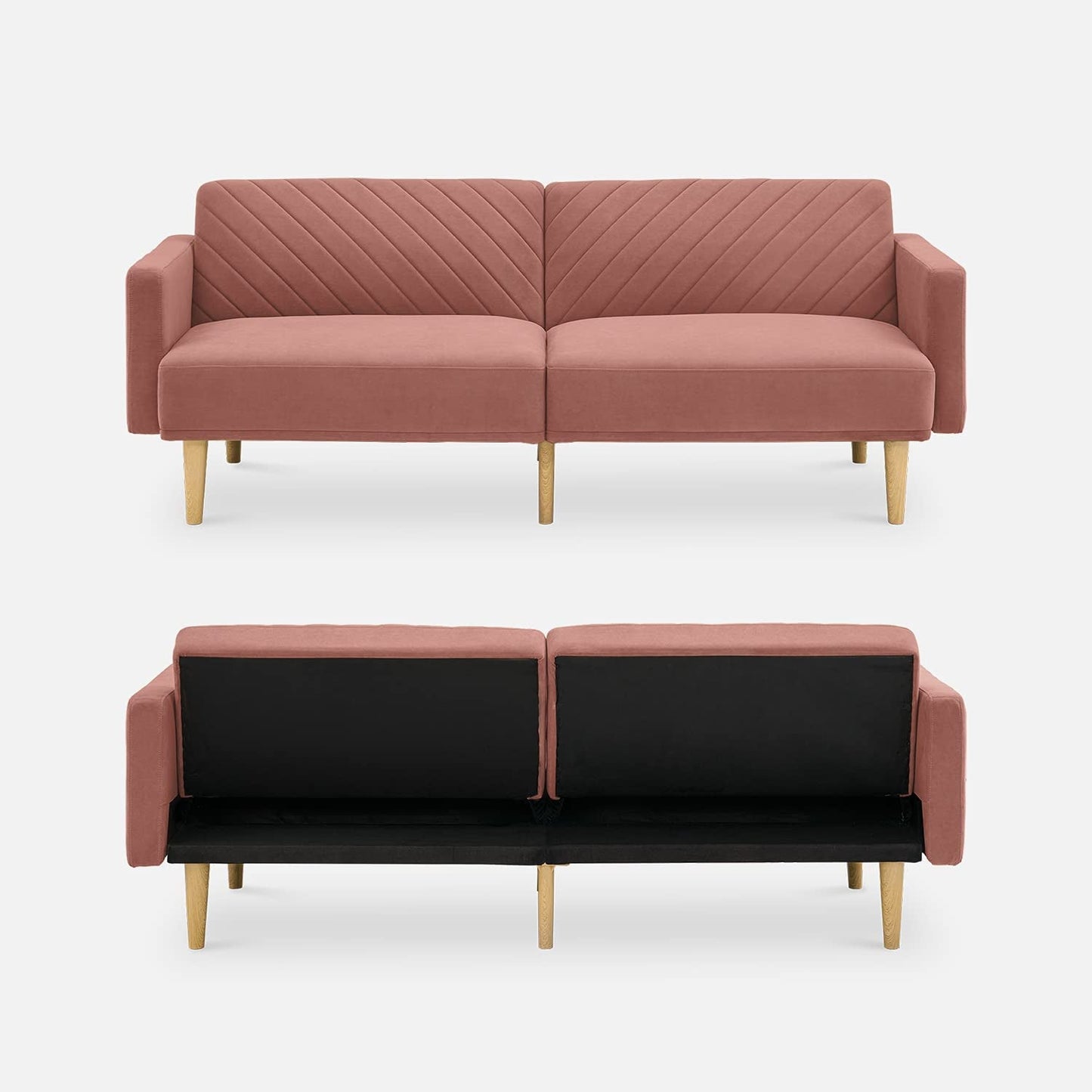 Chloe Futon Sofa Bed with Tapered Legs