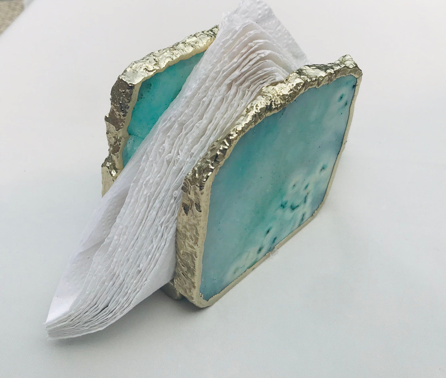 Aqua Agate Napkin Holder/Natural Stone Napkin Holder/Paper Napkin
