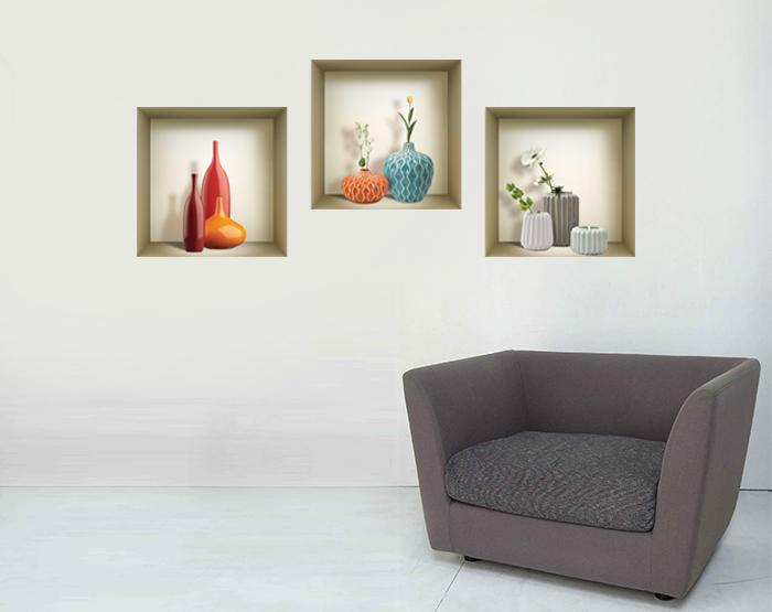 3D Niche Wall Art Decals - Set Of 3 | Easy To Apply, Stunning