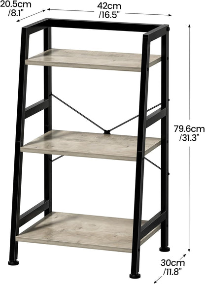 3-Tier Bookshelf, Ladder Shelf, Stand up Shelves, Industrial Bookcase