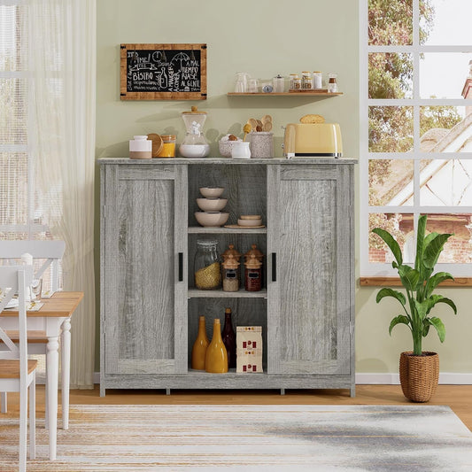 Storage Cabinet with 2 Doors and 4 Adjustable Shelves, Buffet Cabinet