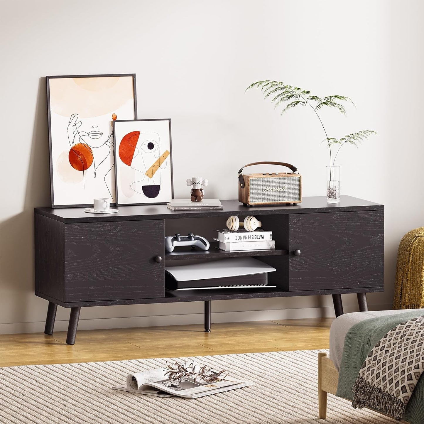 TV Stand for 55-60 Inch TV, Entertainment Center Console Table with