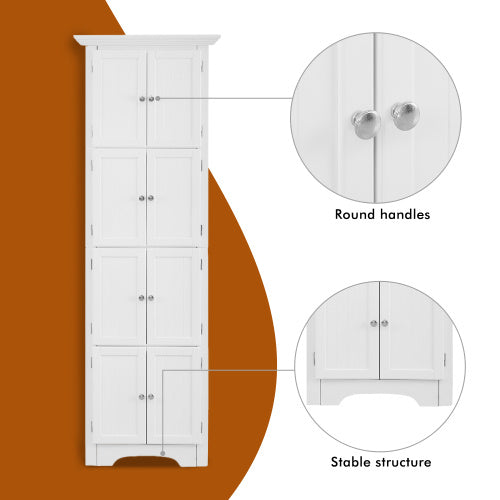 High Storage Cabinet With Door And 4 Shelves, Suitable For Living