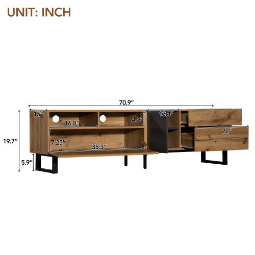 Modern TV Stand For 80'' TV With Double Storage Space, Media Console