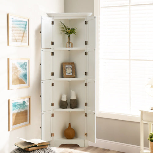 High Storage Cabinet With Door And 4 Shelves, Suitable For Living