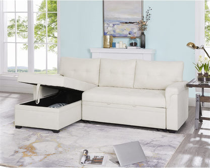 L-Shape Velvet Sleeper Sofa with Storage