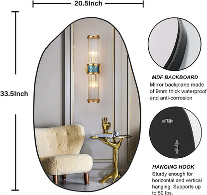 Large Irregular Asymmetrical Wall Mirror Black Bathroom Vanity