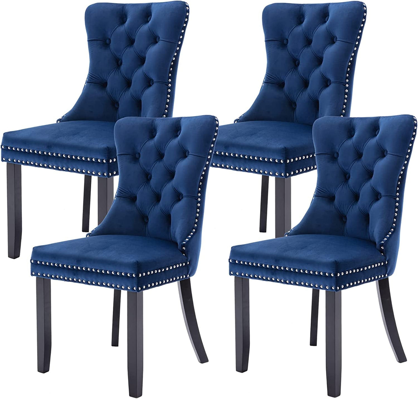 Tufted Dining Chairs Set of 4, Velvet Upholstered Dining Chairs with