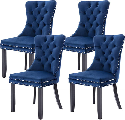 Tufted Dining Chairs Set of 4, Velvet Upholstered Dining Chairs with