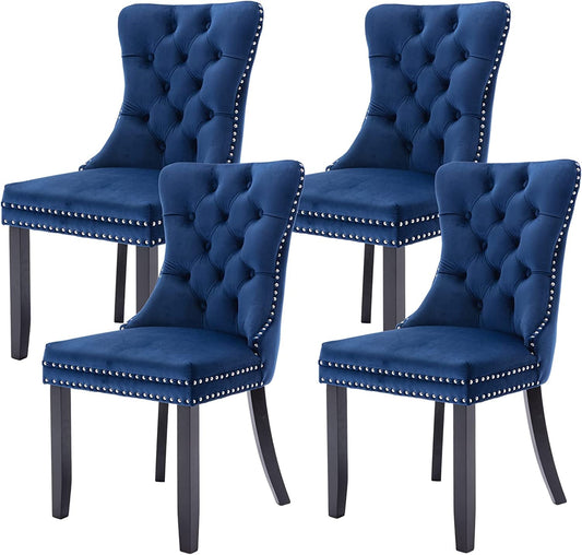 Tufted Dining Chairs Set of 4, Velvet Upholstered Dining Chairs with