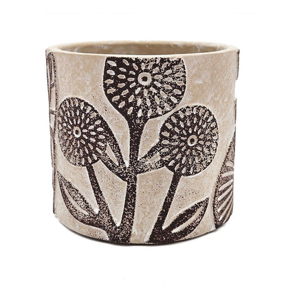 Set of 4 4.3x4.3x4' Gray Sand and Cement Planters with Brown Botanical