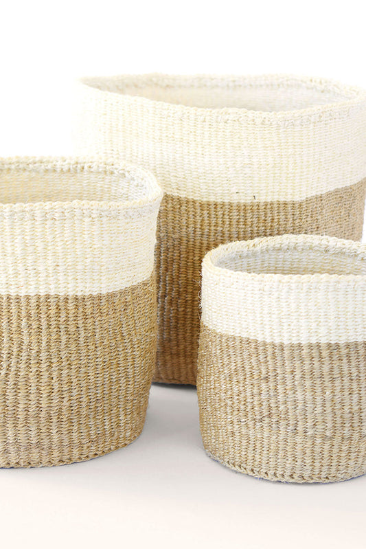 Set of Sisal African planter and storage baskets