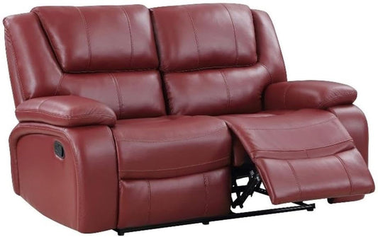 Red Faux Leather Reclining Loveseat rana