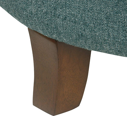 Dark Teal Velvet Storage Ottoman with Lid