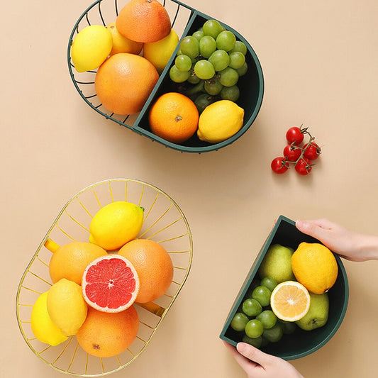 Metal Hollowed Out Fruit Vegetable Snack Tray Bowl Basket