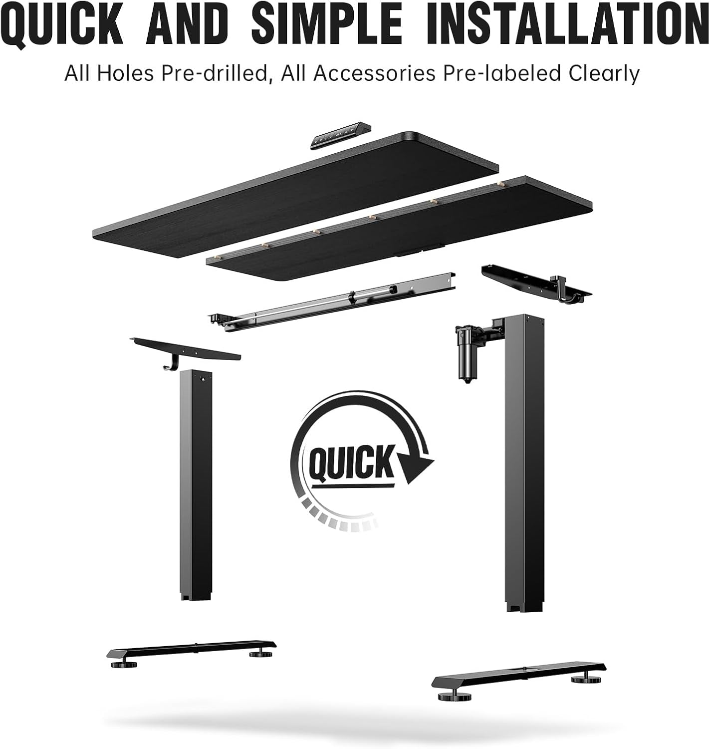 47.2 Inch Electric Standing Desk, Height Adjustable Sit Stand Up, Wood