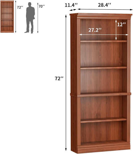 Bookcase Bookshelves, 5-Shelf Tall Bookcase 72" Wood Open Display