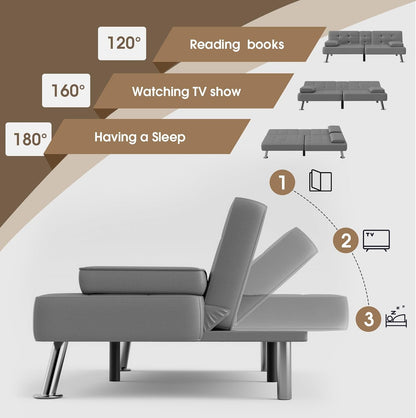 Futon Sofa Bed Modern Folding Futon Set PU Leather Convertible