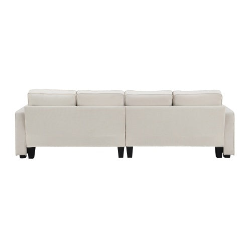 Seater Modern Linen Fabric Sofa With Armrest Pockets And 4