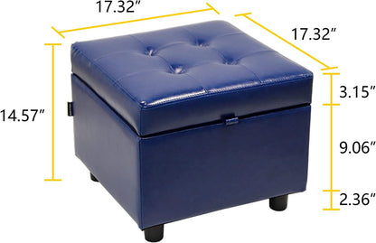 Luxury Leather Storage Ottoman Foot Rest Cube