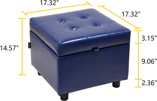 Luxury Leather Storage Ottoman Foot Rest Cube