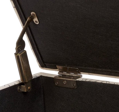 Neutral Beige Script Ottoman with Storage Square