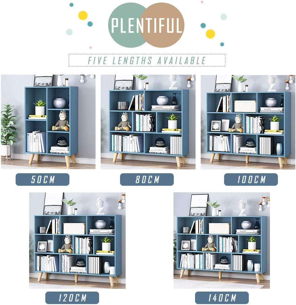 Wooden Open Shelf Bookcase - 3-Tier Floorstanding Display Cabinet Rack