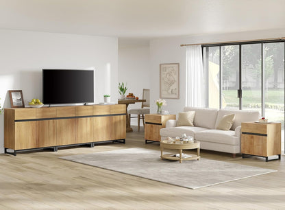 Modern TV Stand for Tvs up to 110 Inch, 3 in 1 Wood Entertainment
