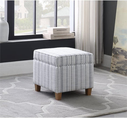Blue Stripe Ottoman with Storage for Home Decor