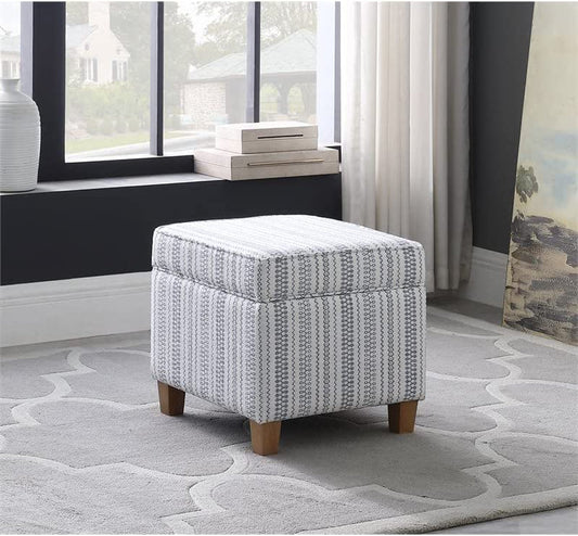 Blue Stripe Ottoman with Storage for Home Decor