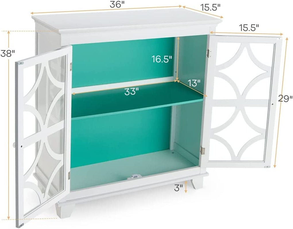 FEER Kitchen Storage Cabinet Buffet Sideboard with Glass Doors and