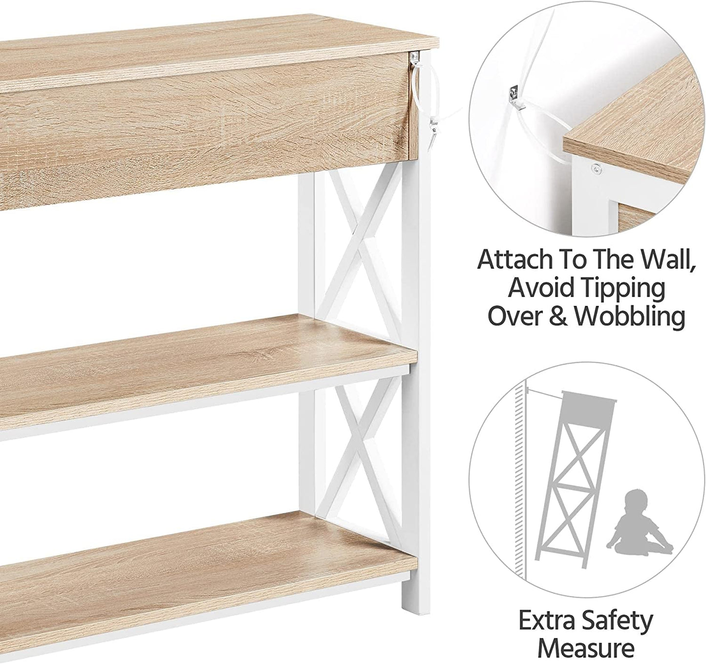 Narrow Console Table with Drawer and Shelves