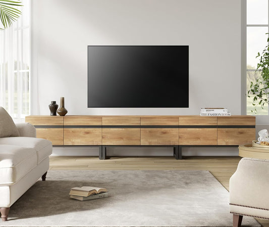 Modern TV Stand with Storage Cabinets for 110 Inch TV, Wood TV