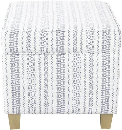 Blue Stripe Ottoman with Storage for Home Decor