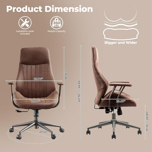 Ergonomic Office Chair,Modern Computer Desk Chair,High Back Suede