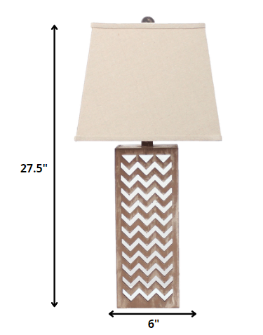 6 x 6 x 27.5 Tan Metal Mirror - Table Lamp