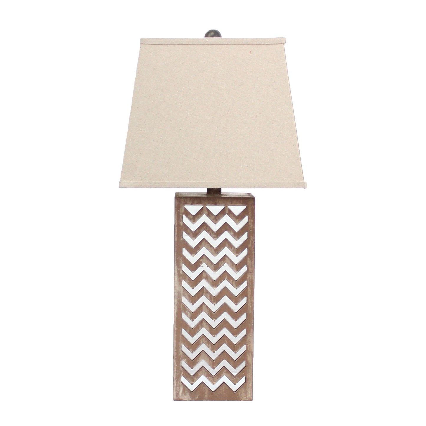 6 x 6 x 27.5 Tan Metal Mirror - Table Lamp