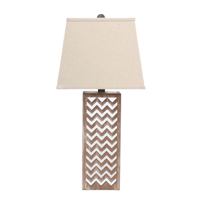 6 x 6 x 27.5 Tan Metal Mirror - Table Lamp