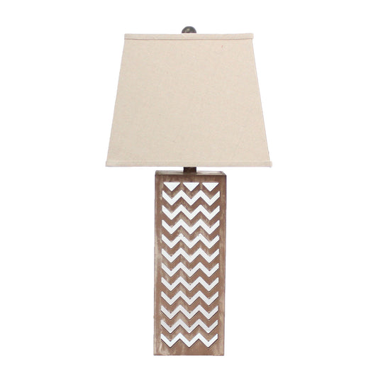 6 x 6 x 27.5 Tan Metal Mirror - Table Lamp