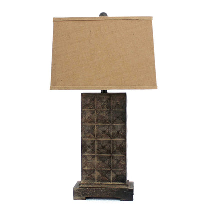 4.75 x 9.5 x 29.5 Brown Vintage With Metal Pedestal - Table Lamp