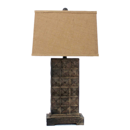 4.75 x 9.5 x 29.5 Brown Vintage With Metal Pedestal - Table Lamp
