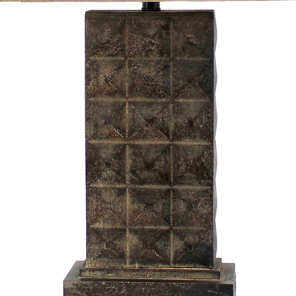 4.75 x 9.5 x 29.5 Brown Vintage With Metal Pedestal - Table Lamp
