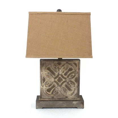 4.75 x 11.75 x 24.75 Brown Vintage with Khaki Linen Shade - Table Lamp