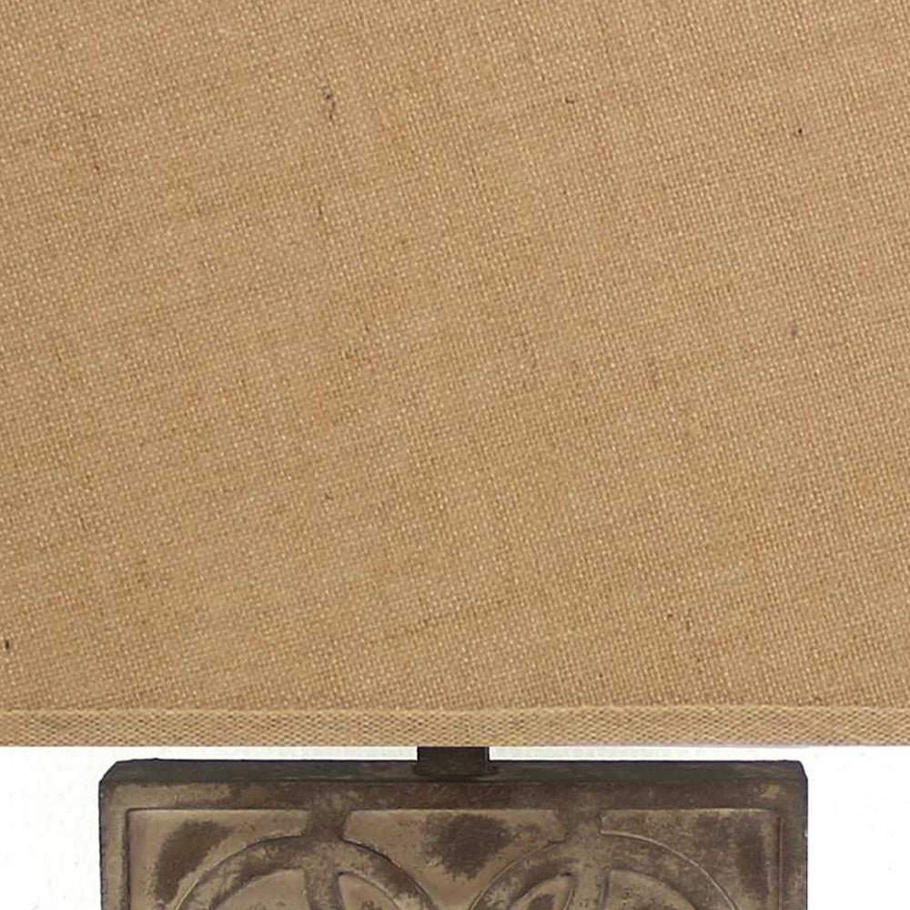 4.75 x 11.75 x 24.75 Brown Vintage with Khaki Linen Shade - Table Lamp