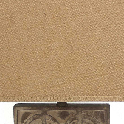 4.75 x 11.75 x 24.75 Brown Vintage with Khaki Linen Shade - Table Lamp
