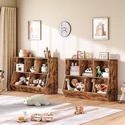 Kids Bookshelf, Bookcase Footboard, Toy Storage Cubby, 35.4" L