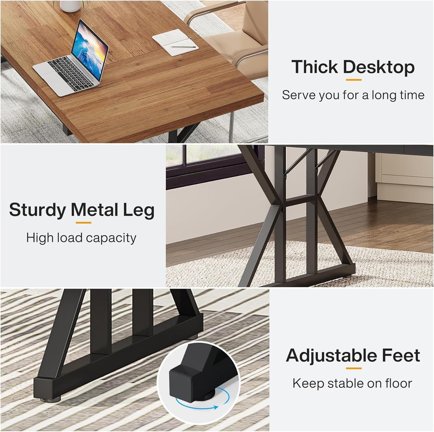 70.8-Inch Executive Desk, Large Computer Office Desk Workstation,
