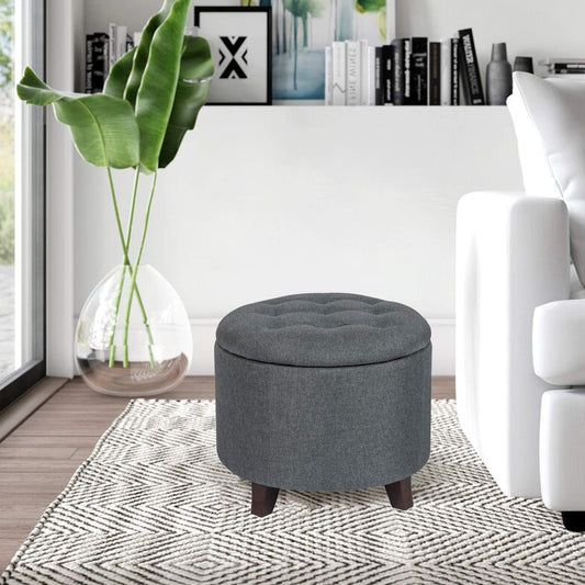 Gray Fabric round Ottoman by Designs4Comfort