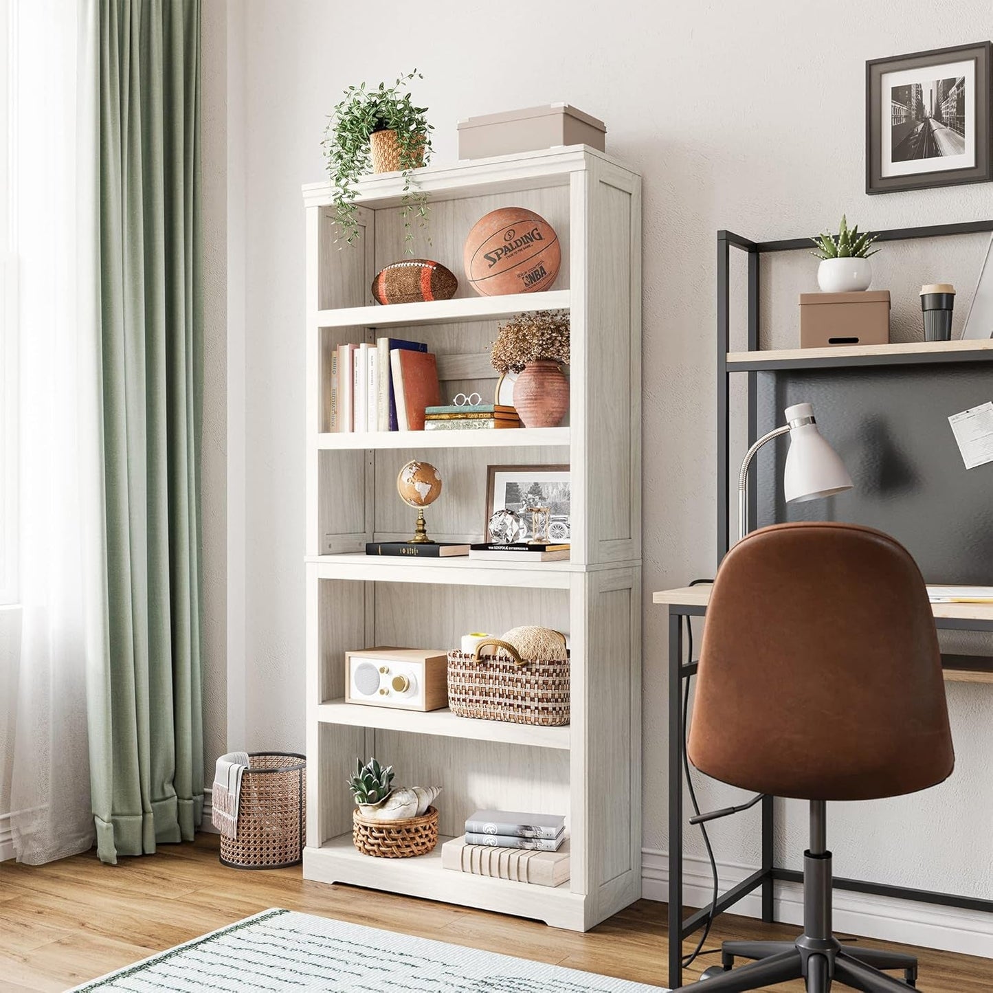 5-Shelf Bookcase, Bookshelves Floor Standing Display Storage Shelves