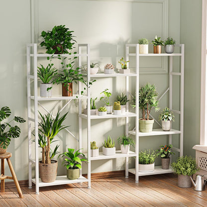 Triple 4 Tier Bookshelf, Bookcase with 11 Open Display Shelves, Wide